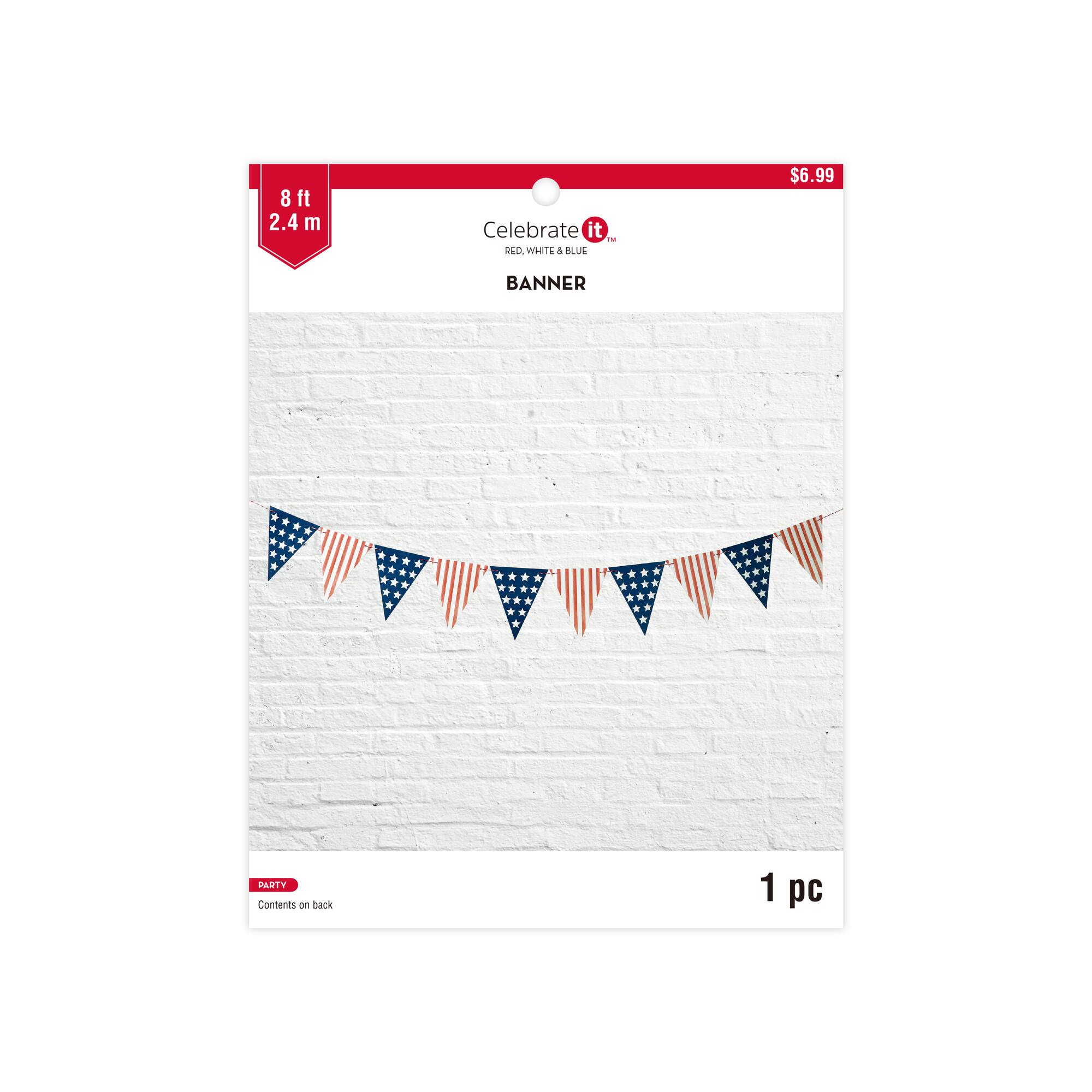 8ft. Red, White & Blue Flag Banner by Celebrate It™